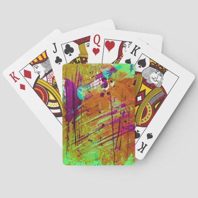 Färgfärg för nyare Grönt Abstrakt Platter Paint Casinokort (Baksidan)