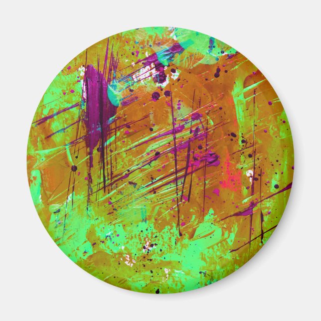 Färgfärg för nyare Grönt Abstrakt Platter Paint Magnet (Framsidan)