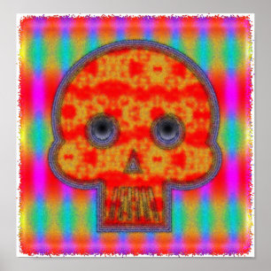 Färgfärg för Robot Skull-färg Poster