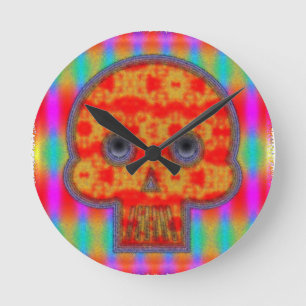 Färgfärg för Robot Skull-färg Rund Klocka