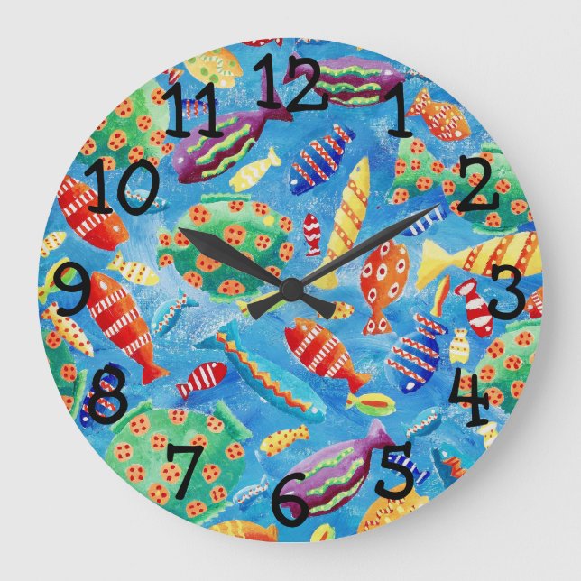 Färgfärg för tropisk fiskvattenfärg stor klocka (Framsida)