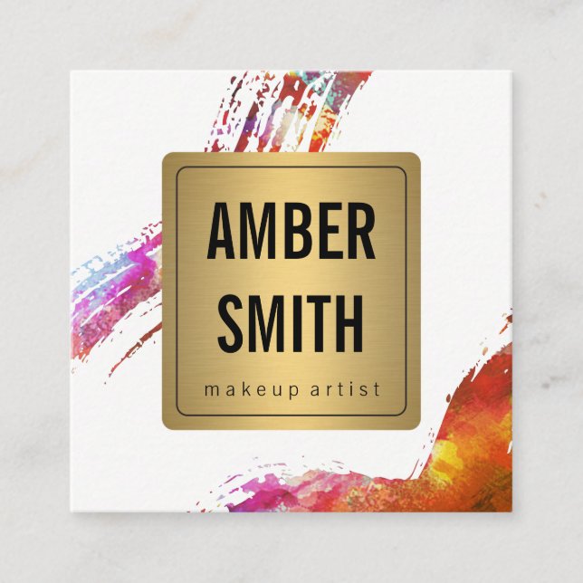 Färgfärg för vattenfärg Färgfärg Brödfärgad Guld-e Fyrkantigt Visitkort (Framsida)