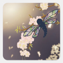 Färgfärg på Dragonfly och Cherry Blommar Painting