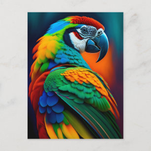 Färgfärg på Macaw Parrot Bird Painting Vykort