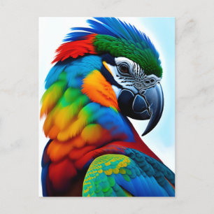 Färgfärg på Macaw Parrot Bird Painting Vykort