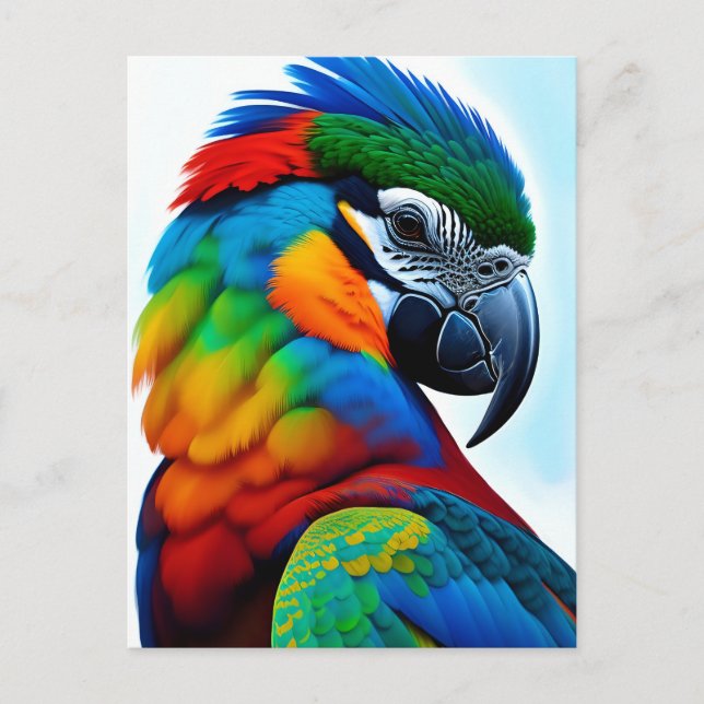 Färgfärg på Macaw Parrot Bird Painting Vykort (Framsida)