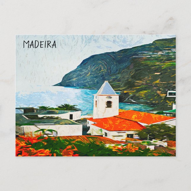 Färgfärg på Madeira Funchal Oil Paint Vykort (Framsida)