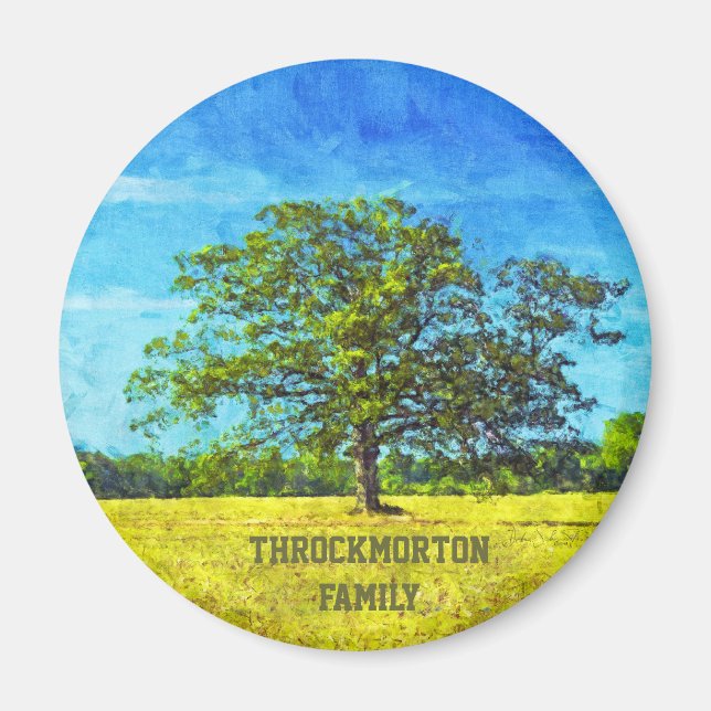 Färgfärg på Oak Träd för Familj Firande Magnet (Framsidan)