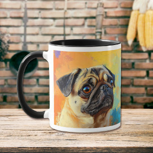 Färgfärg på Pug Hund Impressionistiskt färg Mugg