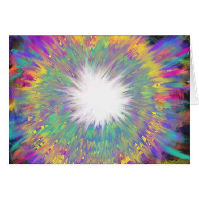 Färgfärg på Regbow Starburst Abstrakt Art Painting Hälsningskort (Framsidan Horizontal)