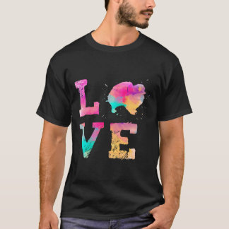Färgfärg på vattenfärgen Pommern Hund R T Shirt