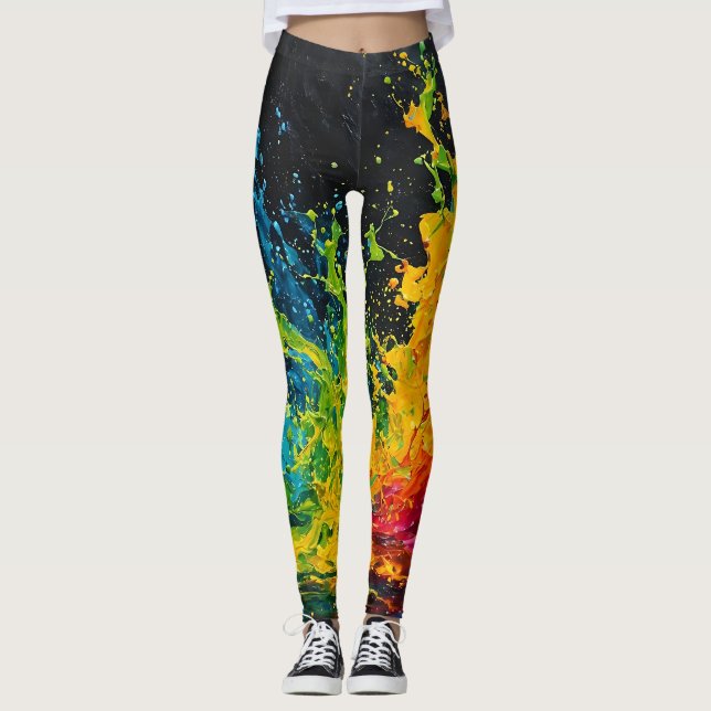 Färgfärg Stänk Leggings (Framsida)