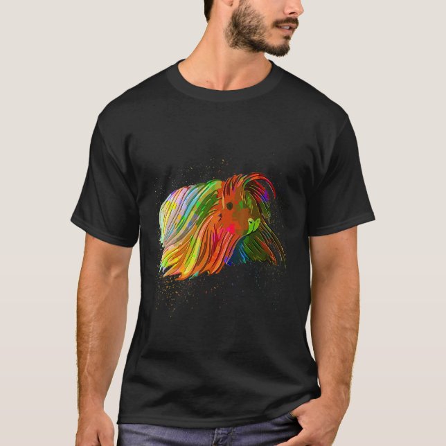 Färgfärg Stänk Pet Realistic Long Hair Guin T Shirt (Framsida)