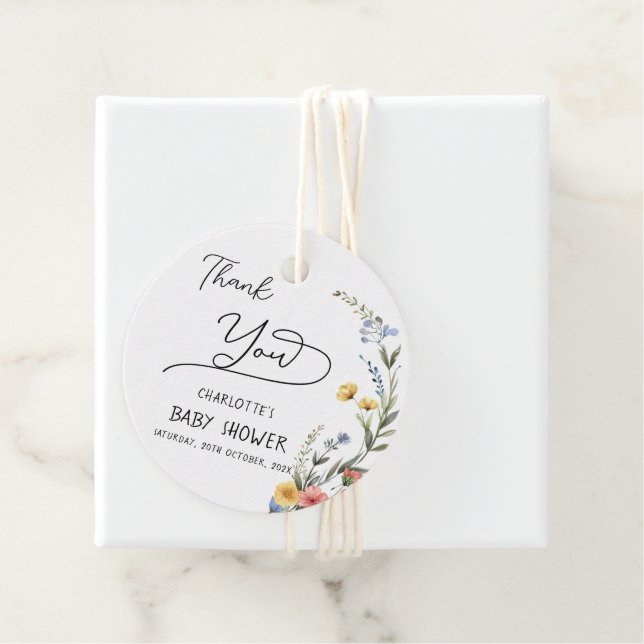 Färgfärg Wildblomme Baby Shower Gåvor Etiketter (På plats)