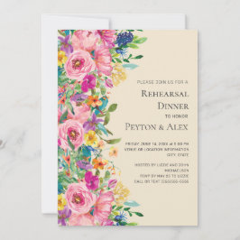Färgfärg Wildblommor Rehearsal Middag Inbjudningar