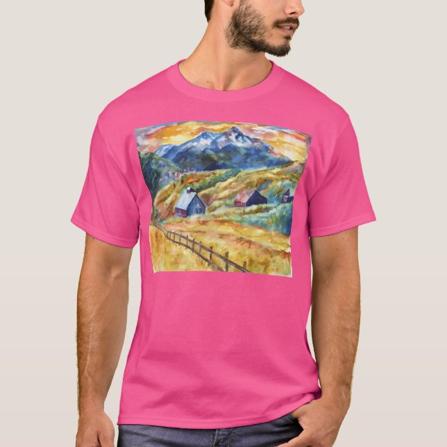 Färgfärgad Colorado High Baseball-Sleeve T Shirt (Framsida)