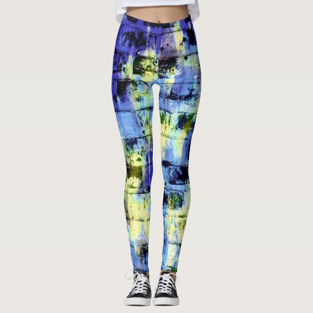 Färgfärgad färgplatta leggings (Framsida)
