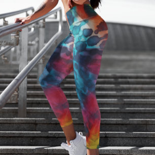 Färgfärgad färgruta med flera färg leggings