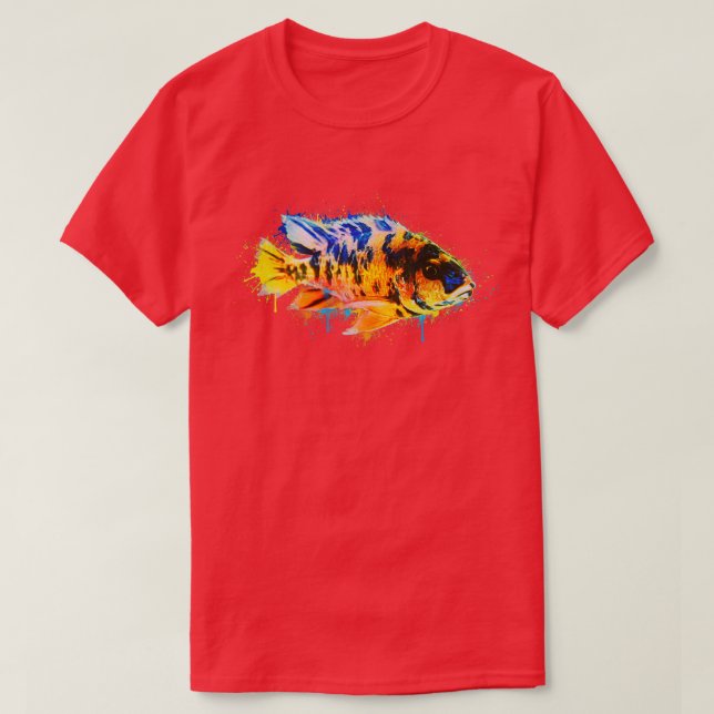 Färgfärgad fiskfärgpensel t shirt (Design framsida)