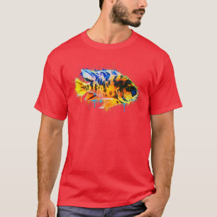 Färgfärgad fiskfärgpensel t shirt