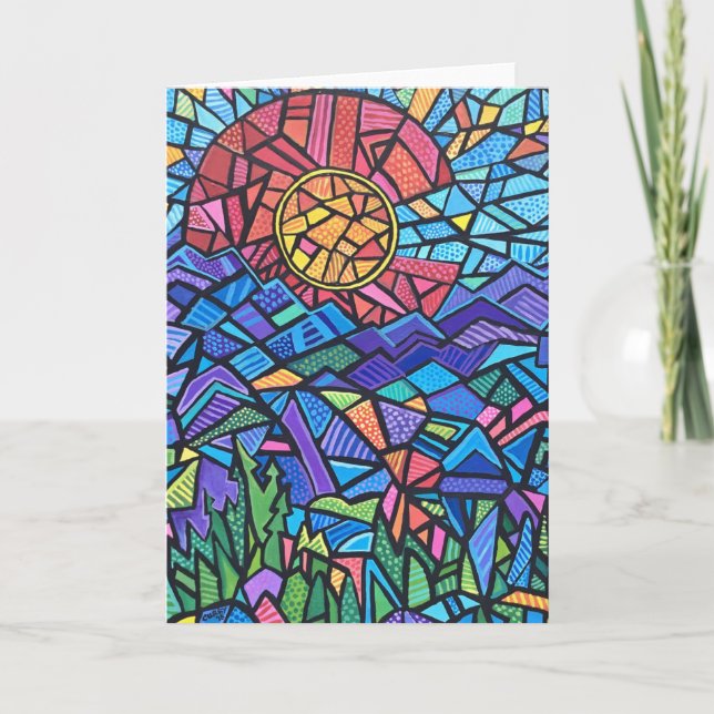 Färgfärgad Flagga och bergslandskap Kort (Framsida)