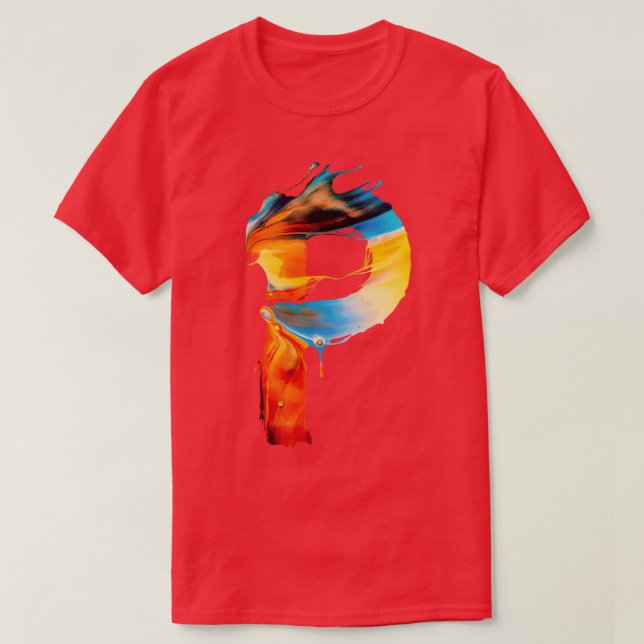 Färgfärgad första Brev P T Shirt (Design framsida)