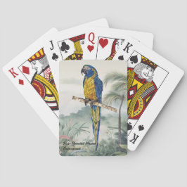Färgfärgad handmålad blåhalsad makabafågel casinokort