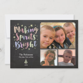 Färgfärgad kalligrafi-kalkboard-Helgdag 3-foto Julkort