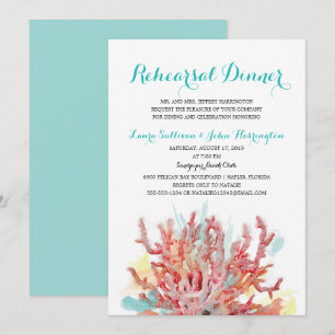 Färgfärgad korallrev vattenfärg  Återkallningsmidd Inbjudningar