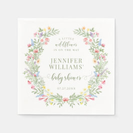 Färgfärgad, liten liten babydusch för vilda blommo pappersservett