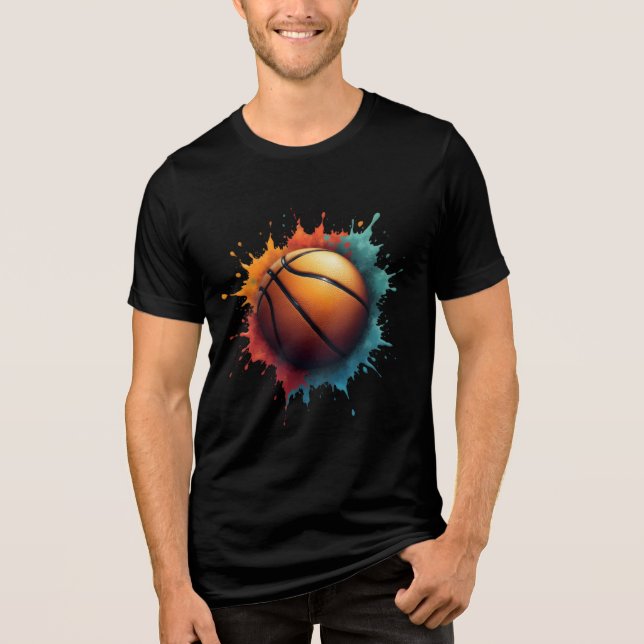 Färgfärgad målarplatta Basketboll T Shirt (Framsida)
