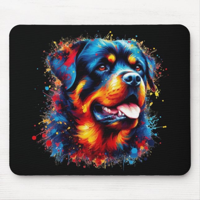 Färgfärgad rottweiler - färgplatter musmatta (Framsidan)