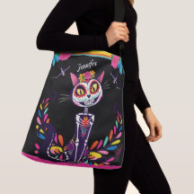 Färgfärgad sockerkatt, svart day of the dead