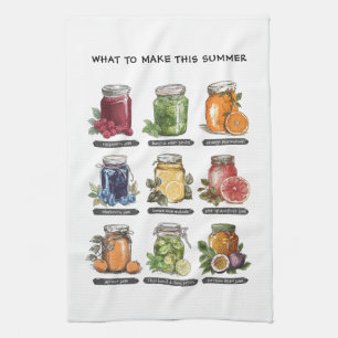 Färgfärgad sommarvattenfärg Fruit Sylt Mason Burk Kökshandduk