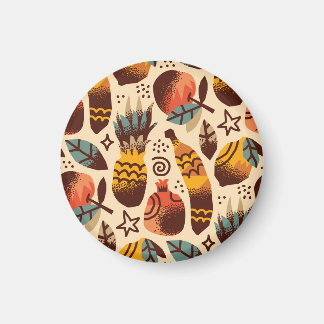Färgfärgad Tropical Fruit Mix Mönster Magnet