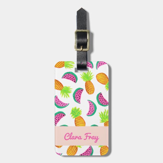 Färgfärgad vattenfärgad ananas vattenmelon mönster bagagebricka (Vertikal Framsida)