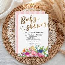 Färgfärgad vattenfärgad Blommigt Guld White Baby S
