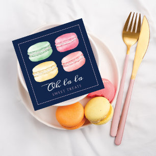 Färgfärgad vattenfärgad Fransk Macaron Bakery & Sw Fyrkantigt Visitkort