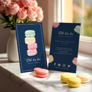 Färgfärgad vattenfärgad Fransk Macaron Bakery & Sw Visitkort