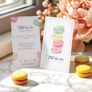 Färgfärgad vattenfärgad Fransk Macaron Bakery & Sw Visitkort