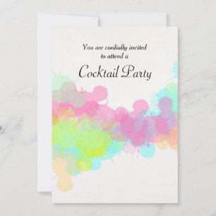 Färgfärgad vattenfärgplattor Cocktail Party Inbjudningar