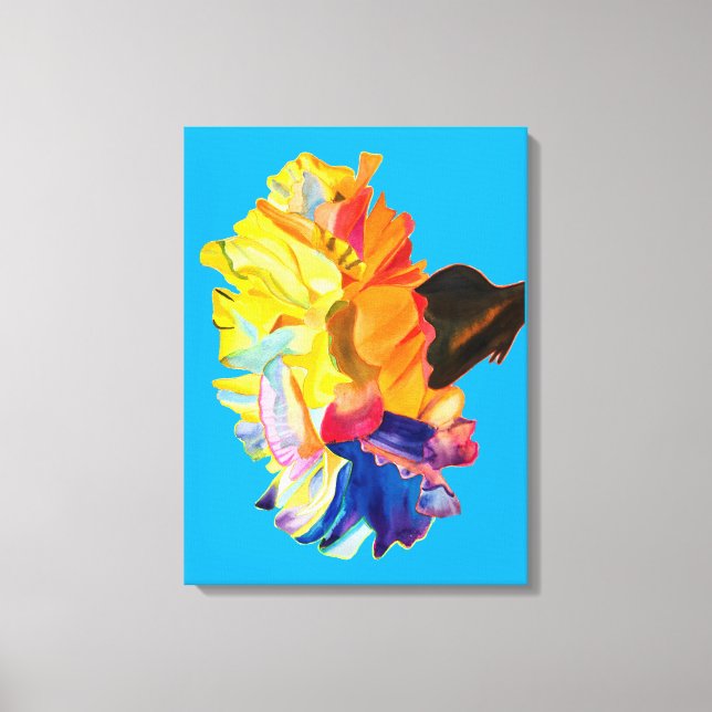 Färgfärgad vattenfärgsblomma från nejlika canvastryck (Framsida)