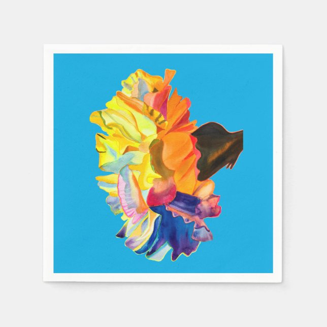 Färgfärgad vattenfärgsblomma från nejlika pappersservett (Framsidan)