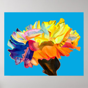 Färgfärgad vattenfärgsblomma från nejlika poster
