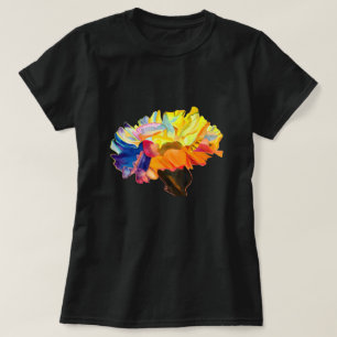 Färgfärgad vattenfärgsblomma från nejlika t shirt