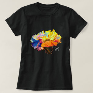 Färgfärgad vattenfärgsblomma från nejlika t shirt