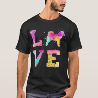 Färgfärgad vattenfärgsfärg Alaska Malamute Hund T Shirt