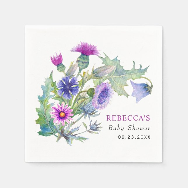 Färgfärgad vildblommor Babyskare Pappersservett (Framsidan)