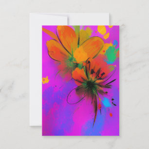 Färgfärgade blommor fuchsia orange violett tack kort
