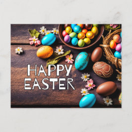 Färgfärgade dekorativa ägg Glad påsk Vykort